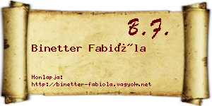 Binetter Fabióla névjegykártya
